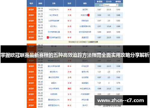 掌握欧冠联赛最新赛程的五种高效追踪方法指南全面实用攻略分享解析